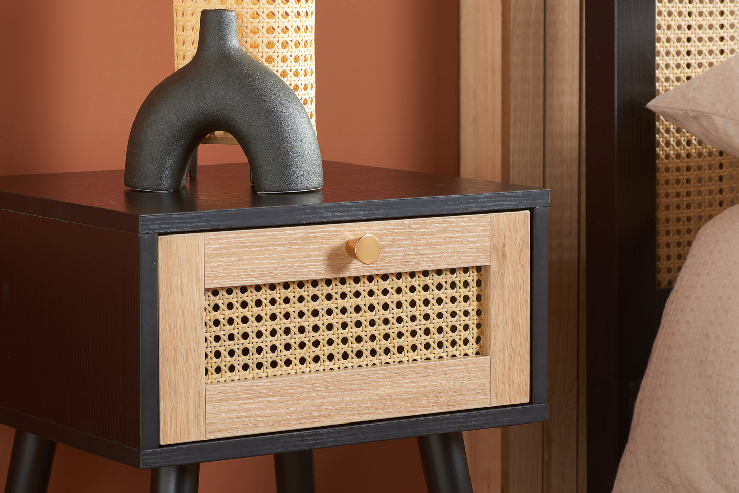 Croxley 1 Drawer Rattan Bedside