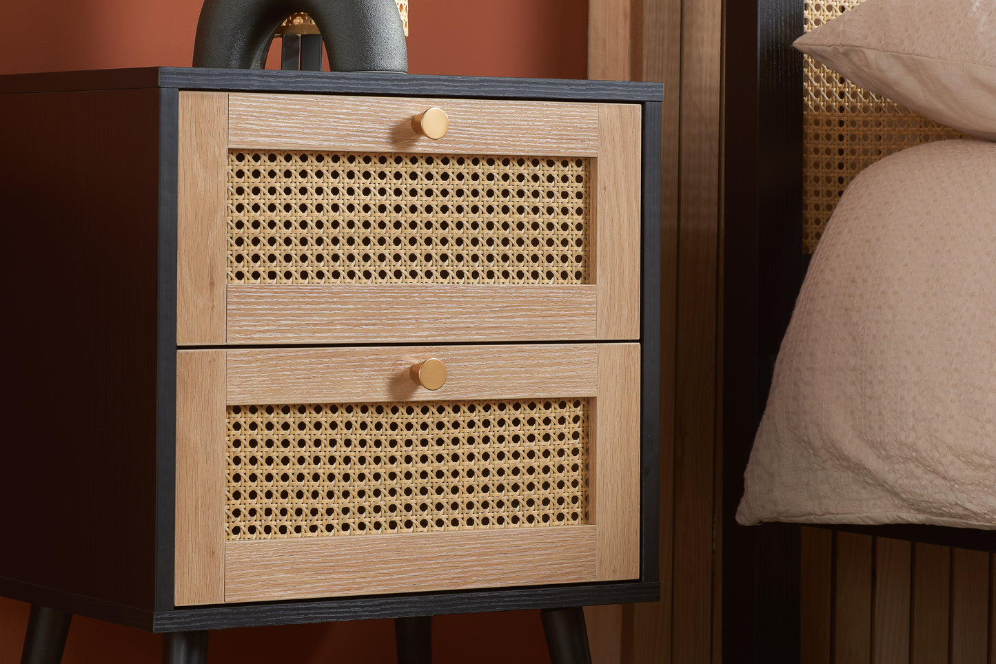 Croxley 2 Drawer Rattan Bedside