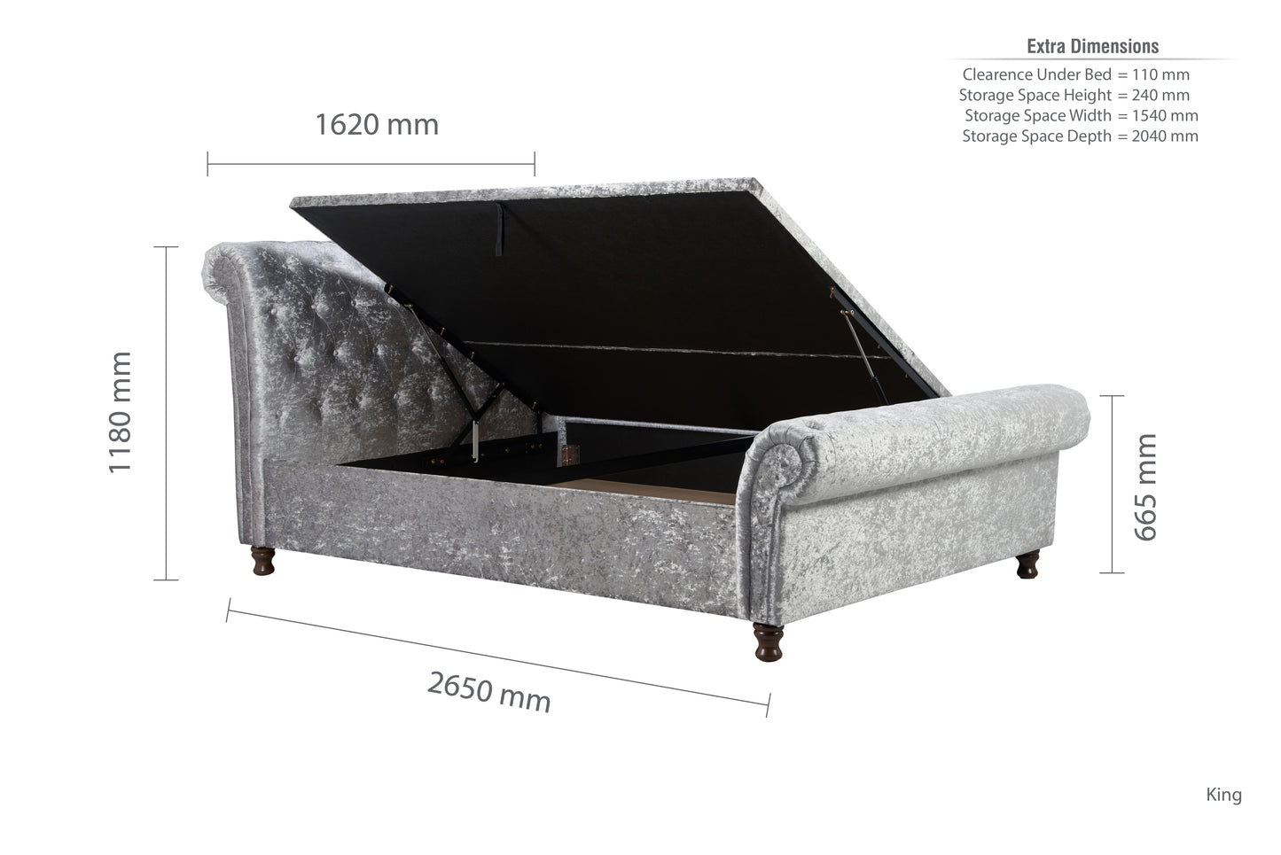 Castello King Side Ottoman Bed