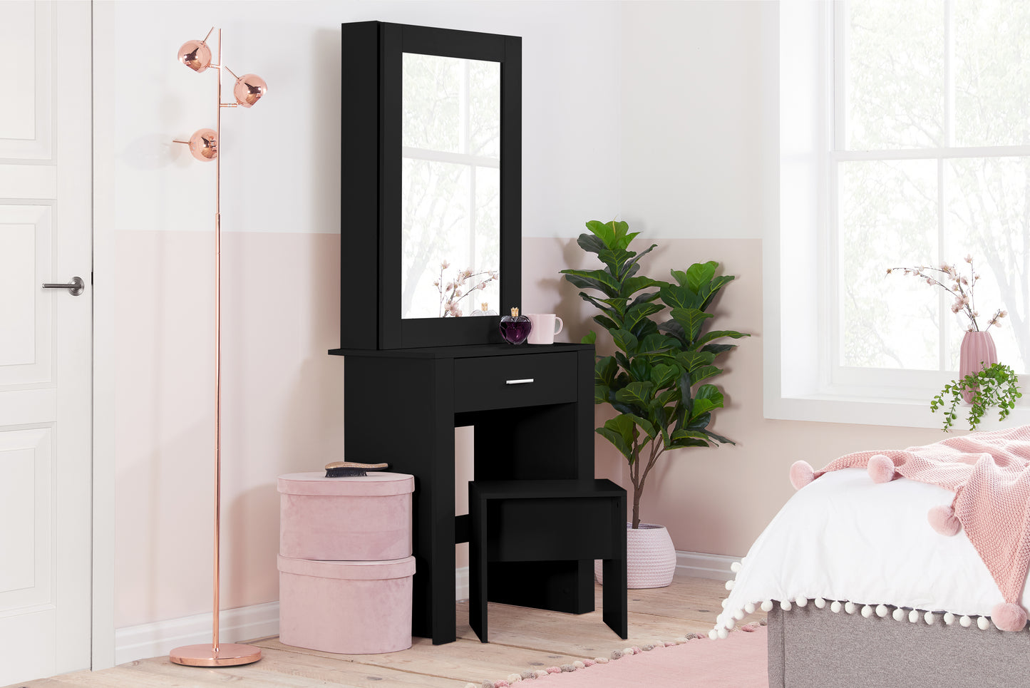 Evelyn 1 Drawer Sliding Mirror Dressing Table