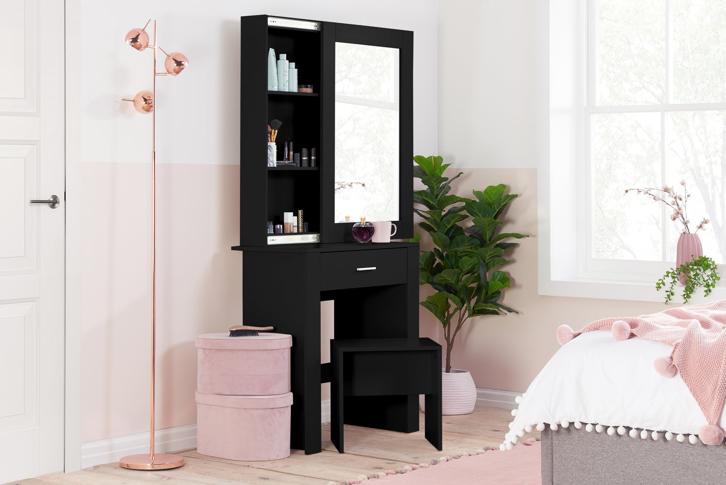 Evelyn 1 Drawer Sliding Mirror Dressing Table