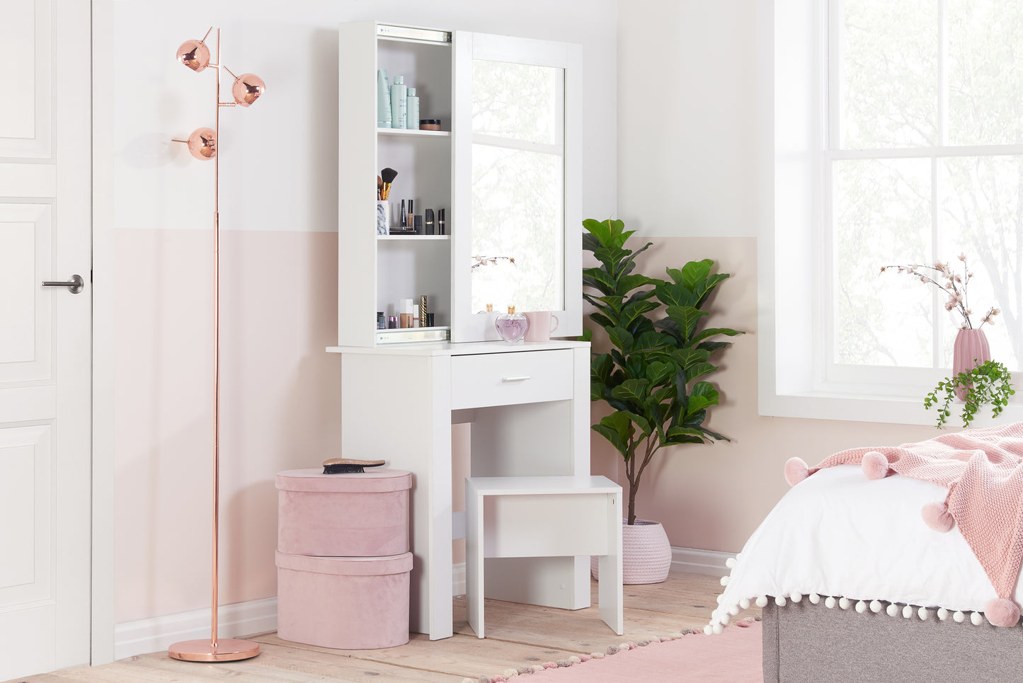 Evelyn 1 Drawer Sliding Mirror Dressing Table