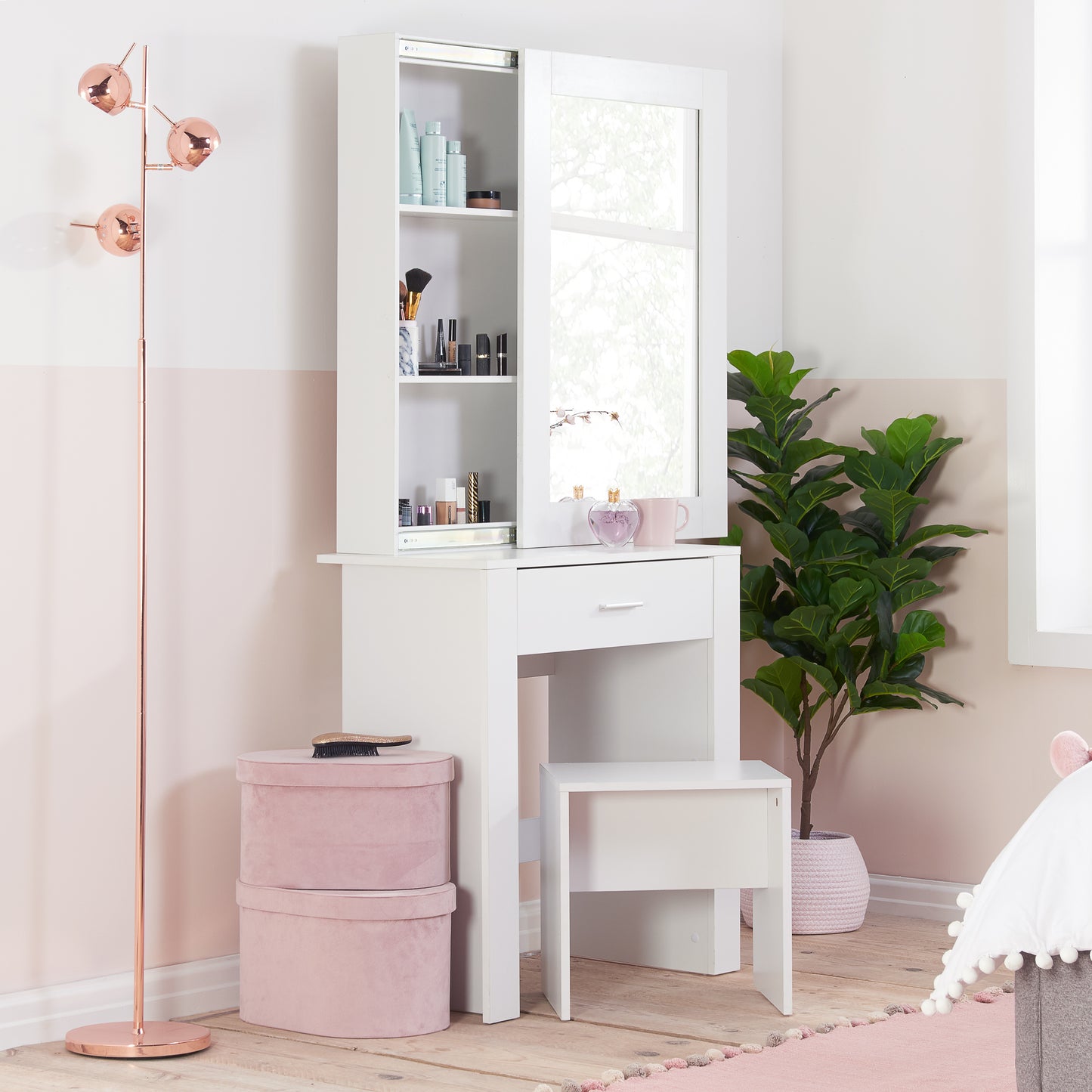 Evelyn 1 Drawer Sliding Mirror Dressing Table