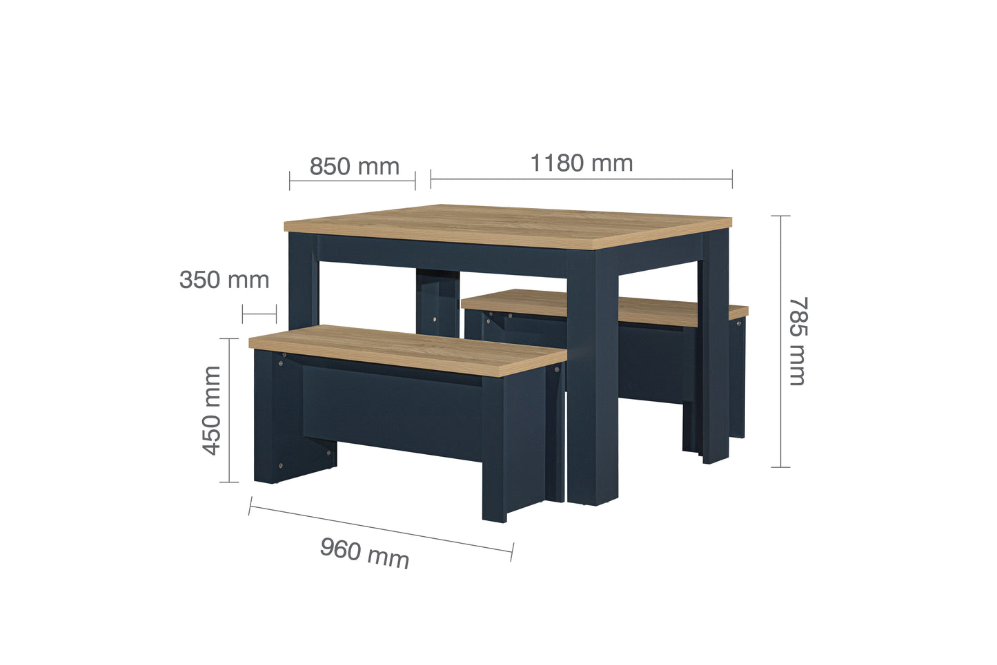 Highgate Dining Table & Bench Set