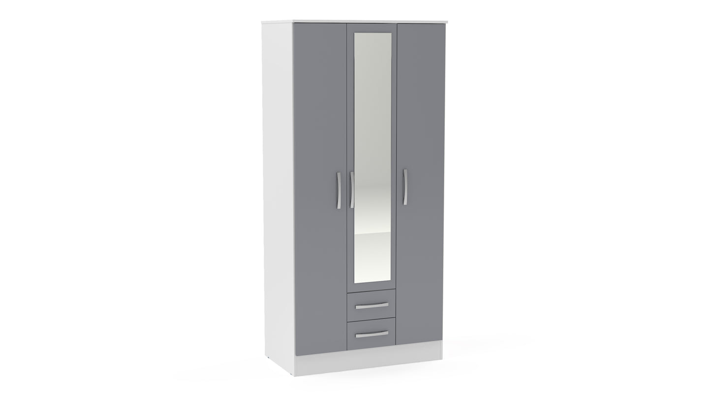 Lynx 3 Door 2 Drawer Wardrobe With Mirror