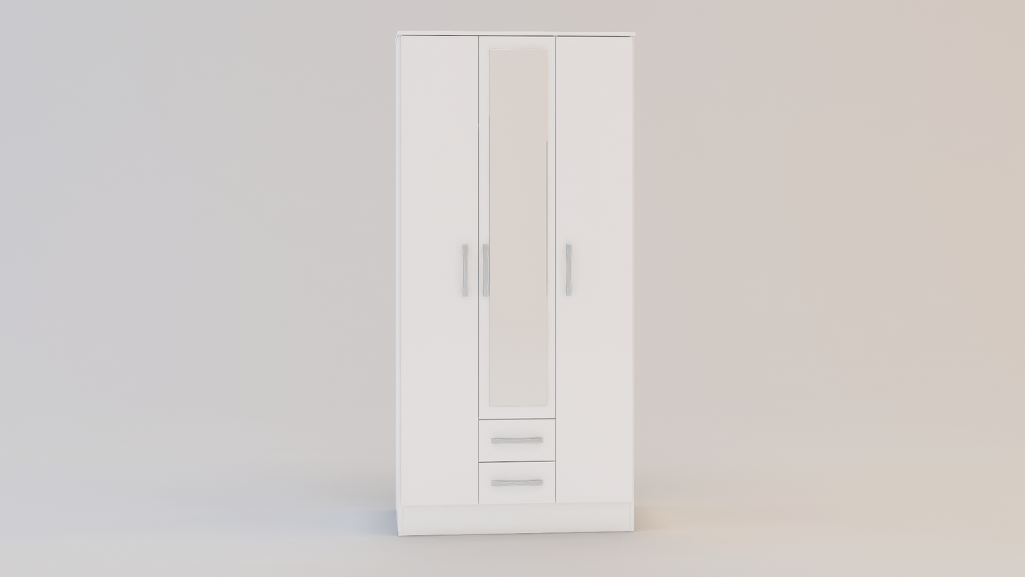 Lynx 3 Door 2 Drawer Wardrobe With Mirror