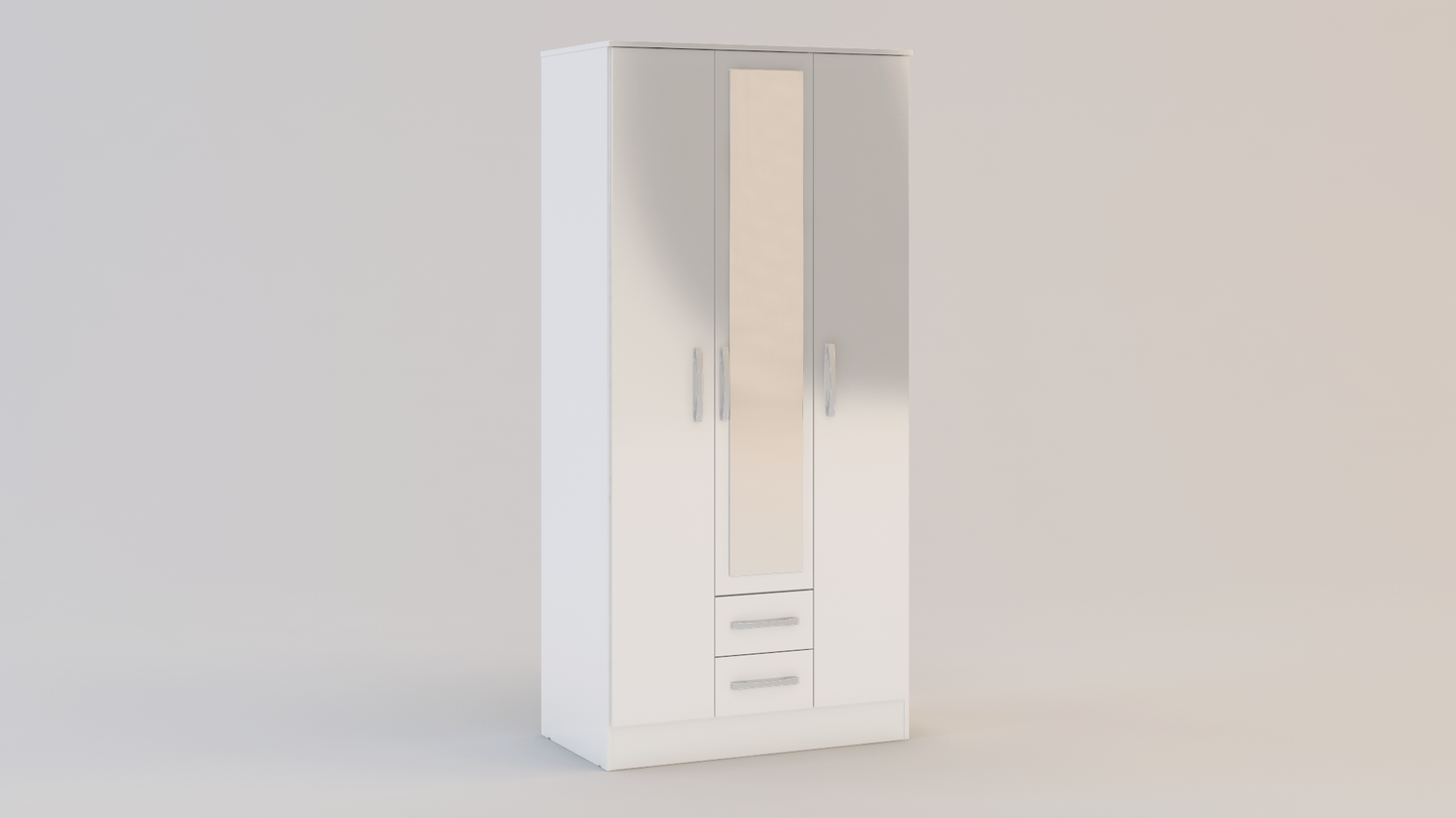 Lynx 3 Door 2 Drawer Wardrobe With Mirror