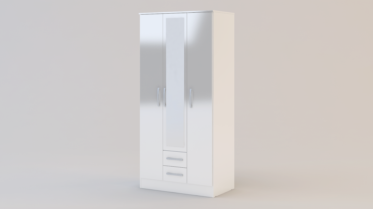 Lynx 3 Door 2 Drawer Wardrobe With Mirror