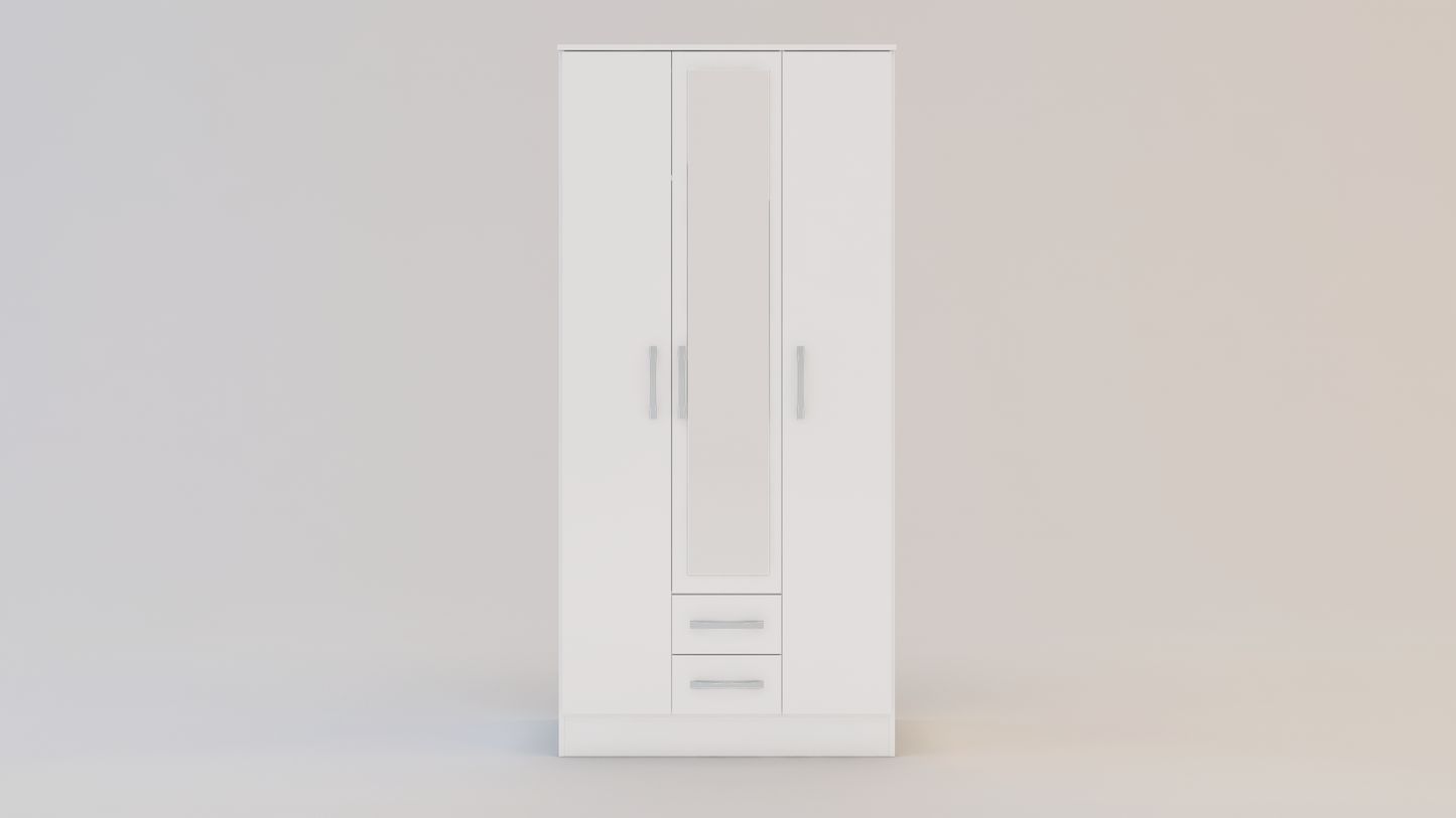 Lynx 3 Door 2 Drawer Wardrobe With Mirror