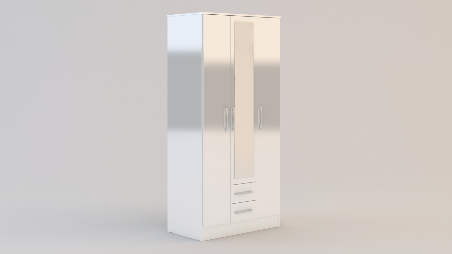 Lynx 3 Door 2 Drawer Wardrobe With Mirror