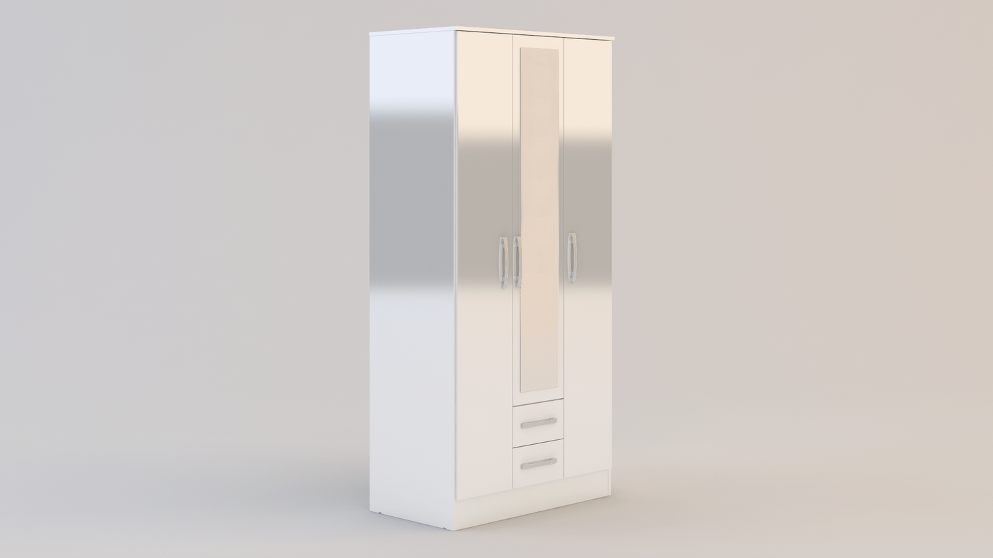 Lynx 3 Door 2 Drawer Wardrobe With Mirror