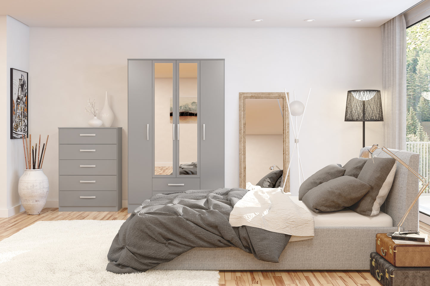 Lynx 3 Door 2 Drawer Wardrobe With Mirror