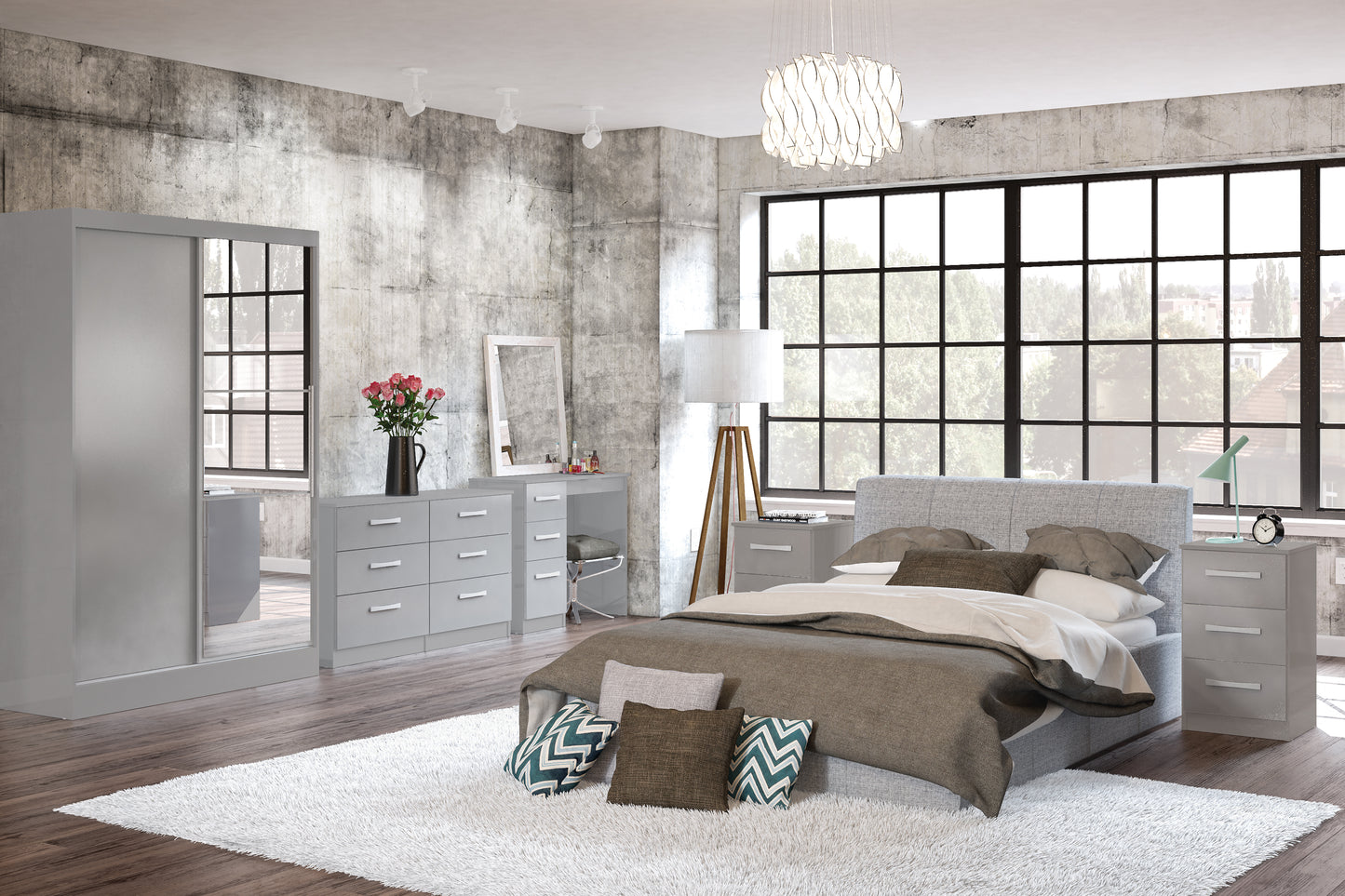 Lynx 3 Door 2 Drawer Wardrobe With Mirror
