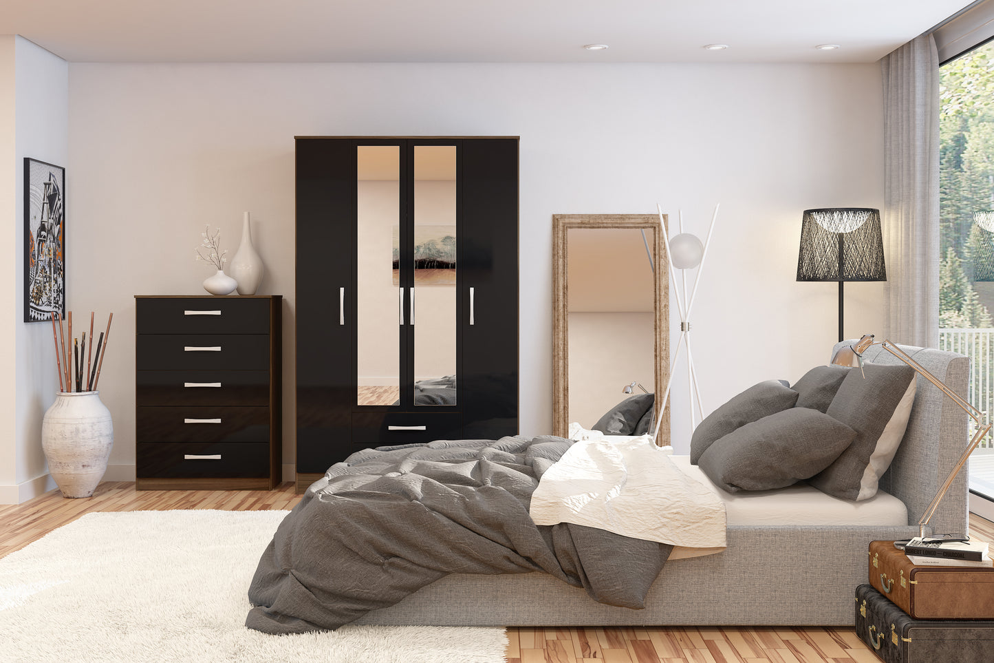 Lynx 3 Door 2 Drawer Wardrobe With Mirror