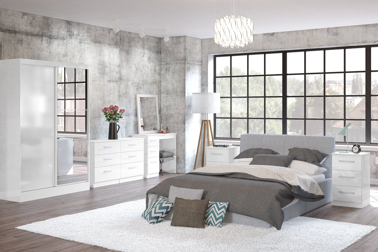 Lynx 3 Door 2 Drawer Wardrobe With Mirror