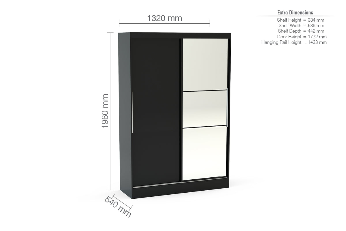Lynx 2 Door Sliding Wardrobe With Mirror
