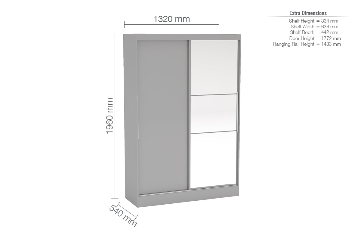 Lynx 2 Door Sliding Wardrobe With Mirror