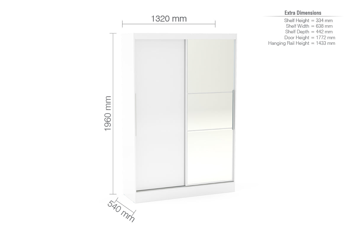 Lynx 2 Door Sliding Wardrobe With Mirror