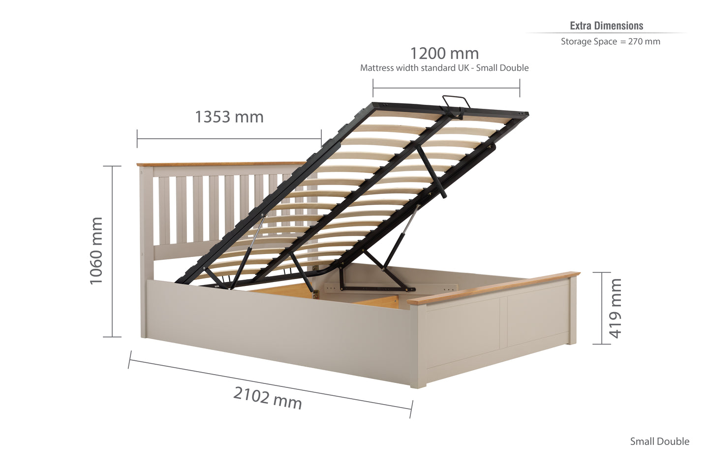 Phoenix Small Double Ottoman Bed