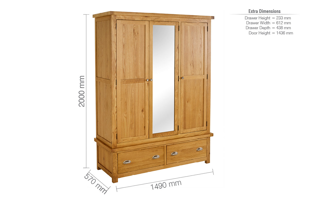 Woburn 3 Door 2 Drawer Wardrobe