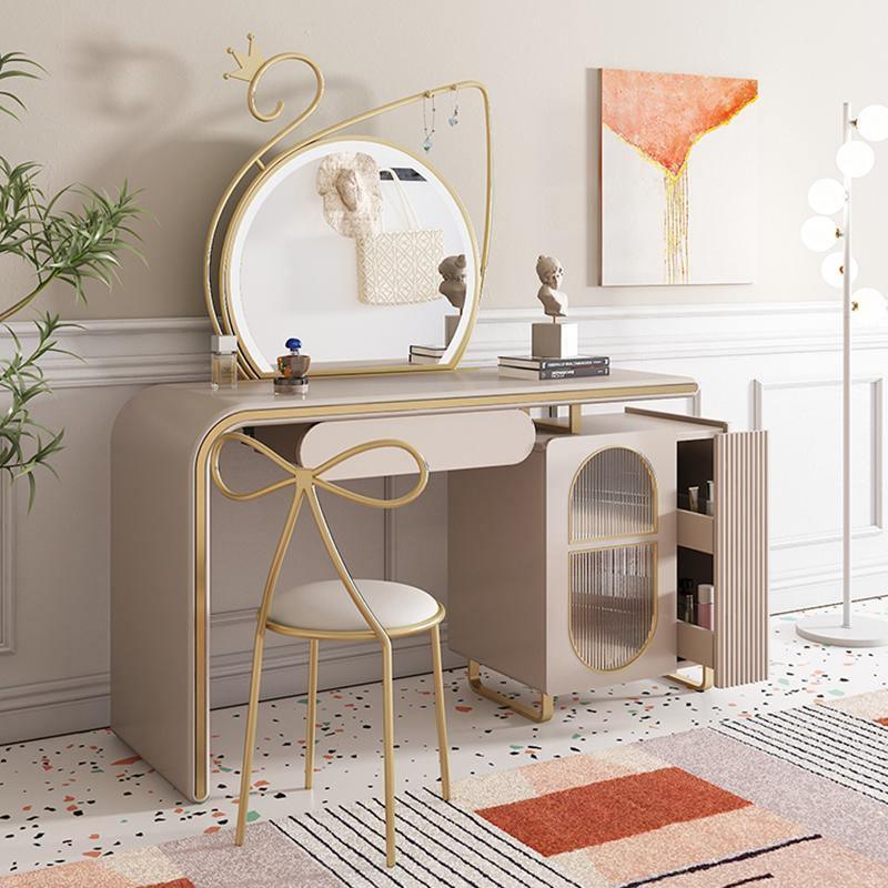Swan Dressing Table, Gold- | Get A Free Side Table Today