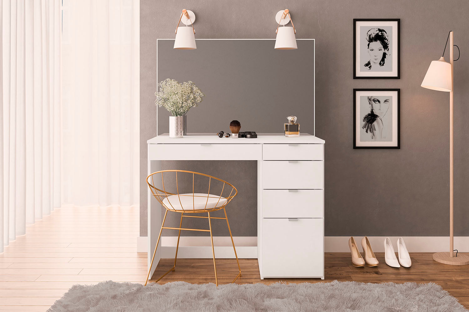 Ava 5 Drawer Dressing Table