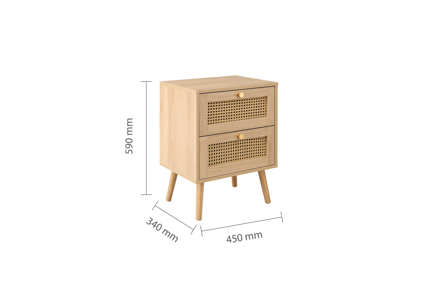 Croxley 2 Drawer Rattan Bedside