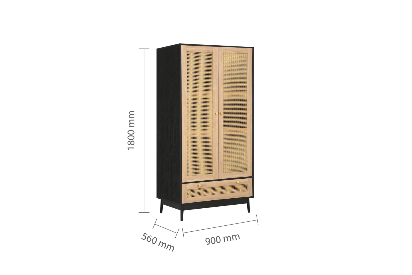 Croxley 2 Door 1 Drawer Rattan Wardrobe