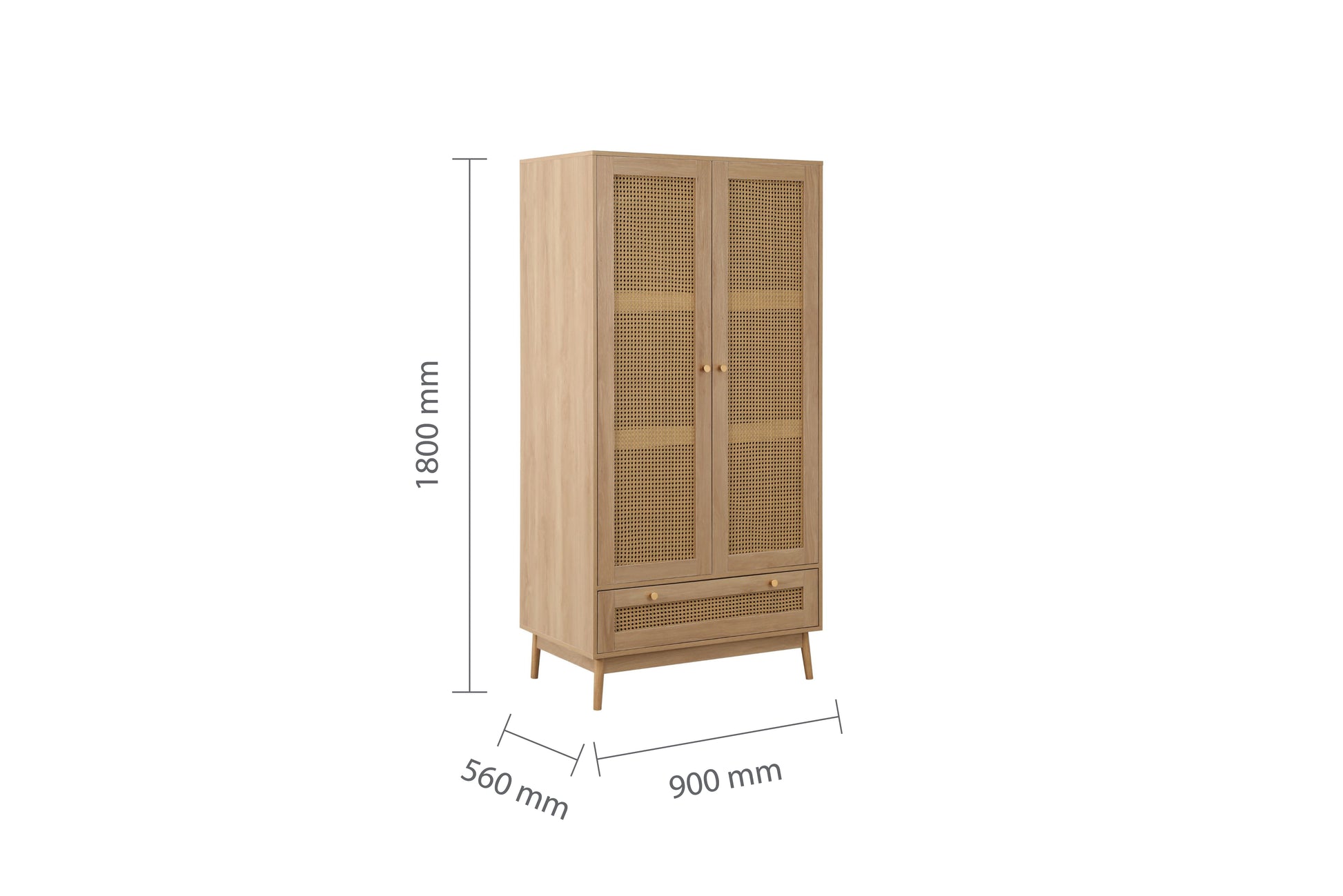 Croxley 2 Door 1 Drawer Rattan Wardrobe