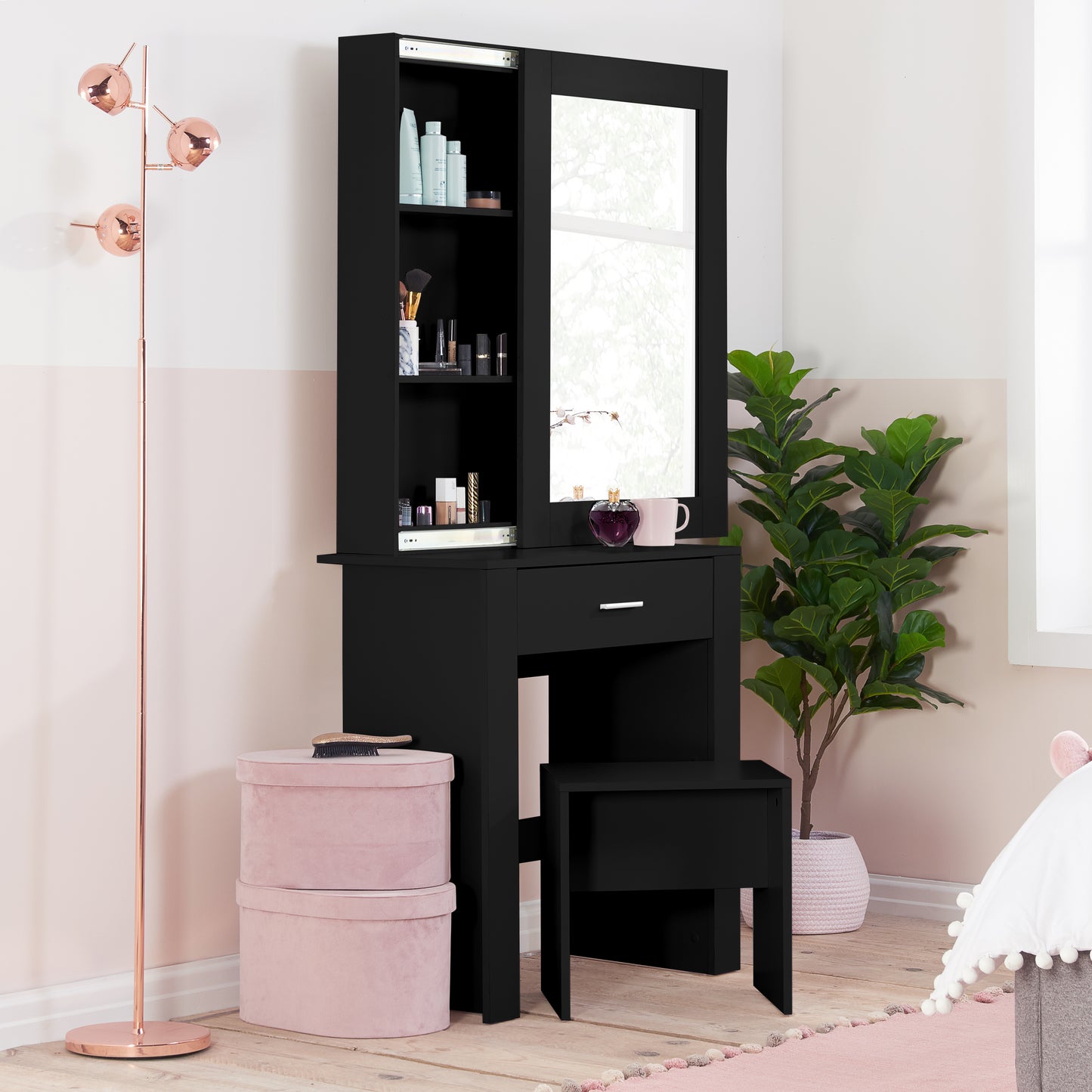 Evelyn 1 Drawer Sliding Mirror Dressing Table