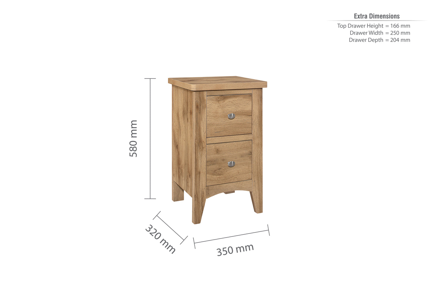 Hampstead 2 Drawer Bedside