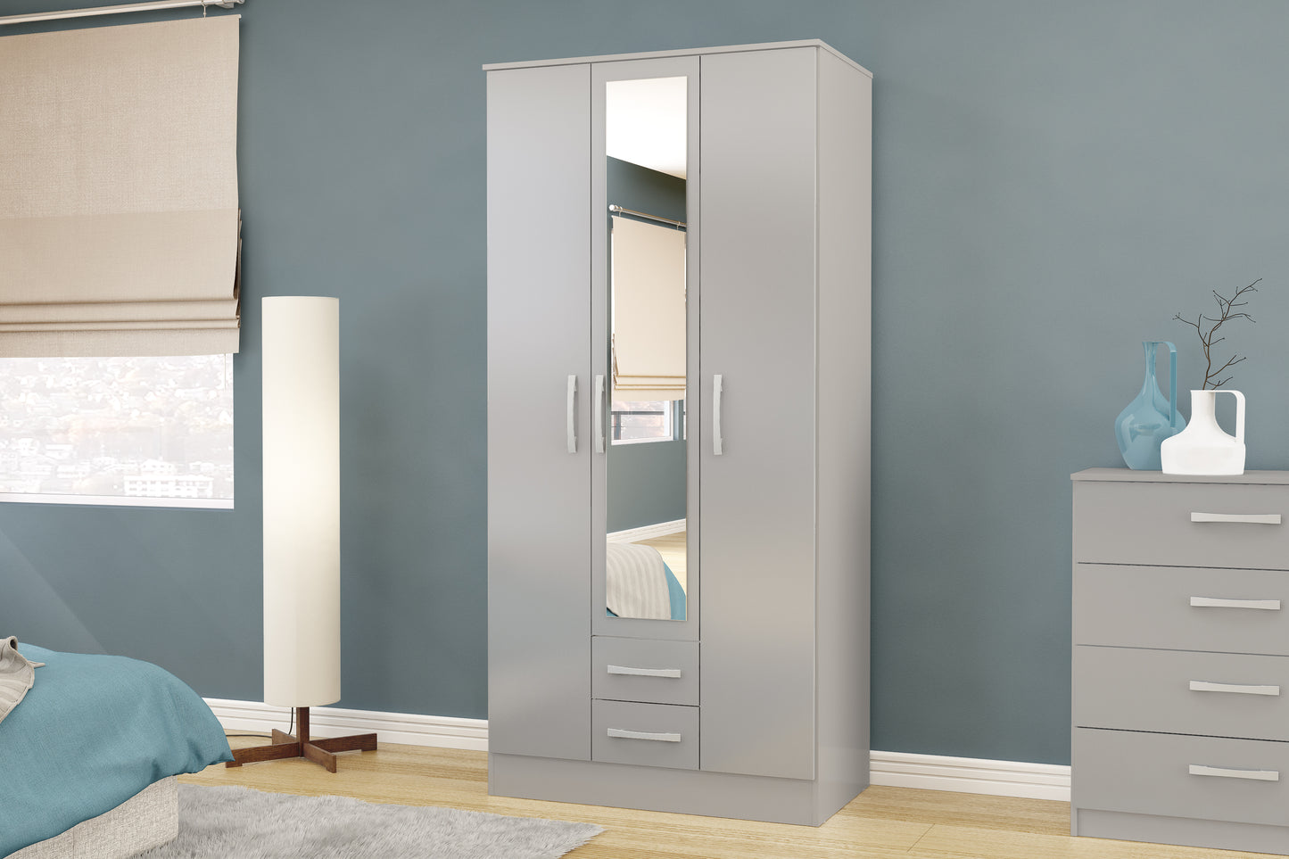 Lynx 3 Door 2 Drawer Wardrobe With Mirror