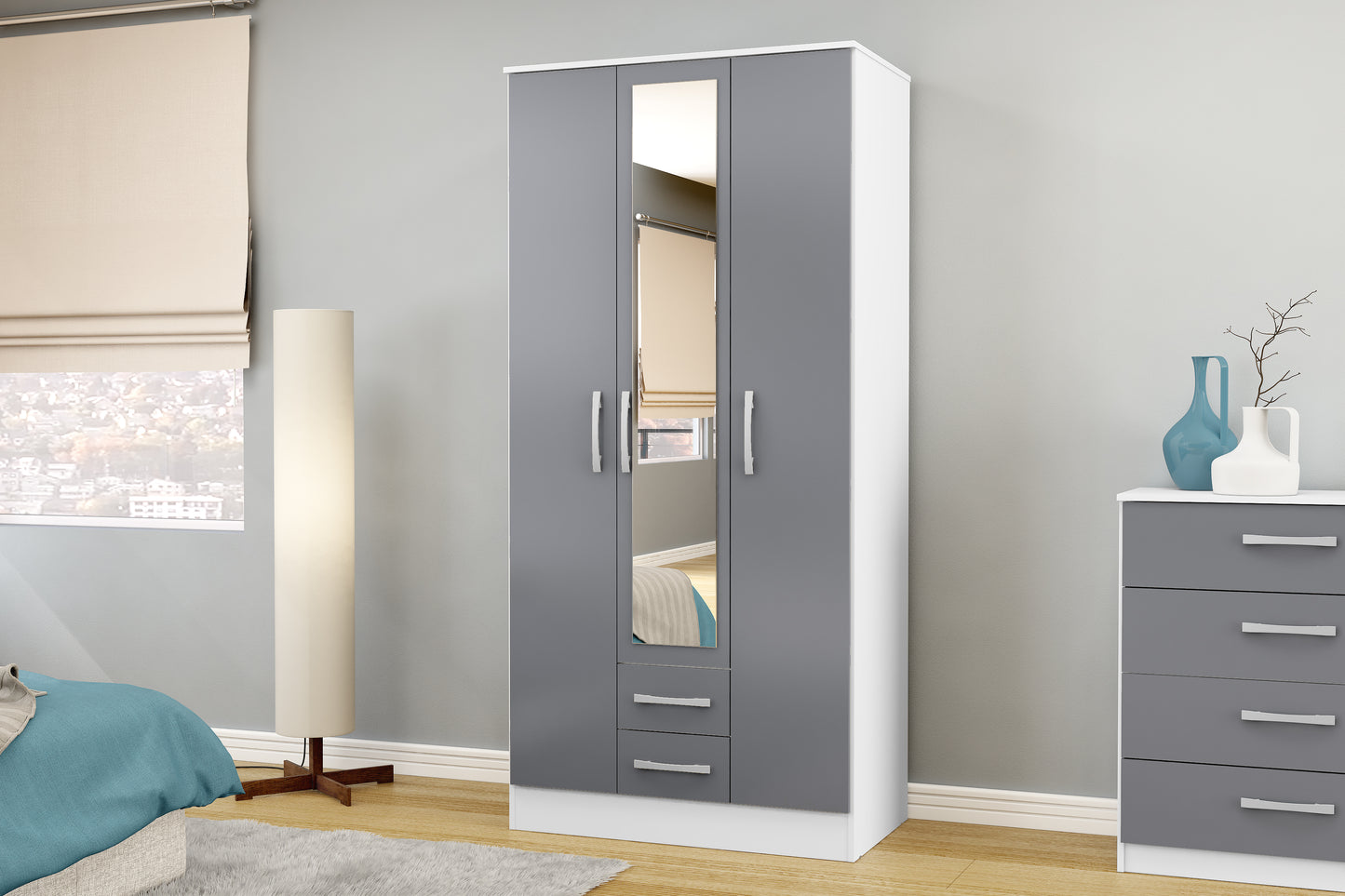 Lynx 3 Door 2 Drawer Wardrobe With Mirror