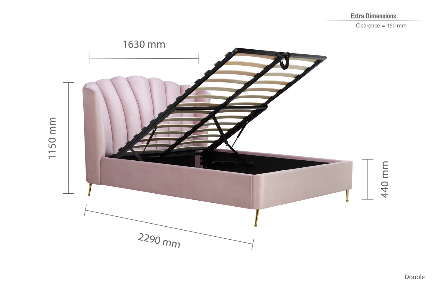 Lottie Double Ottoman Bed