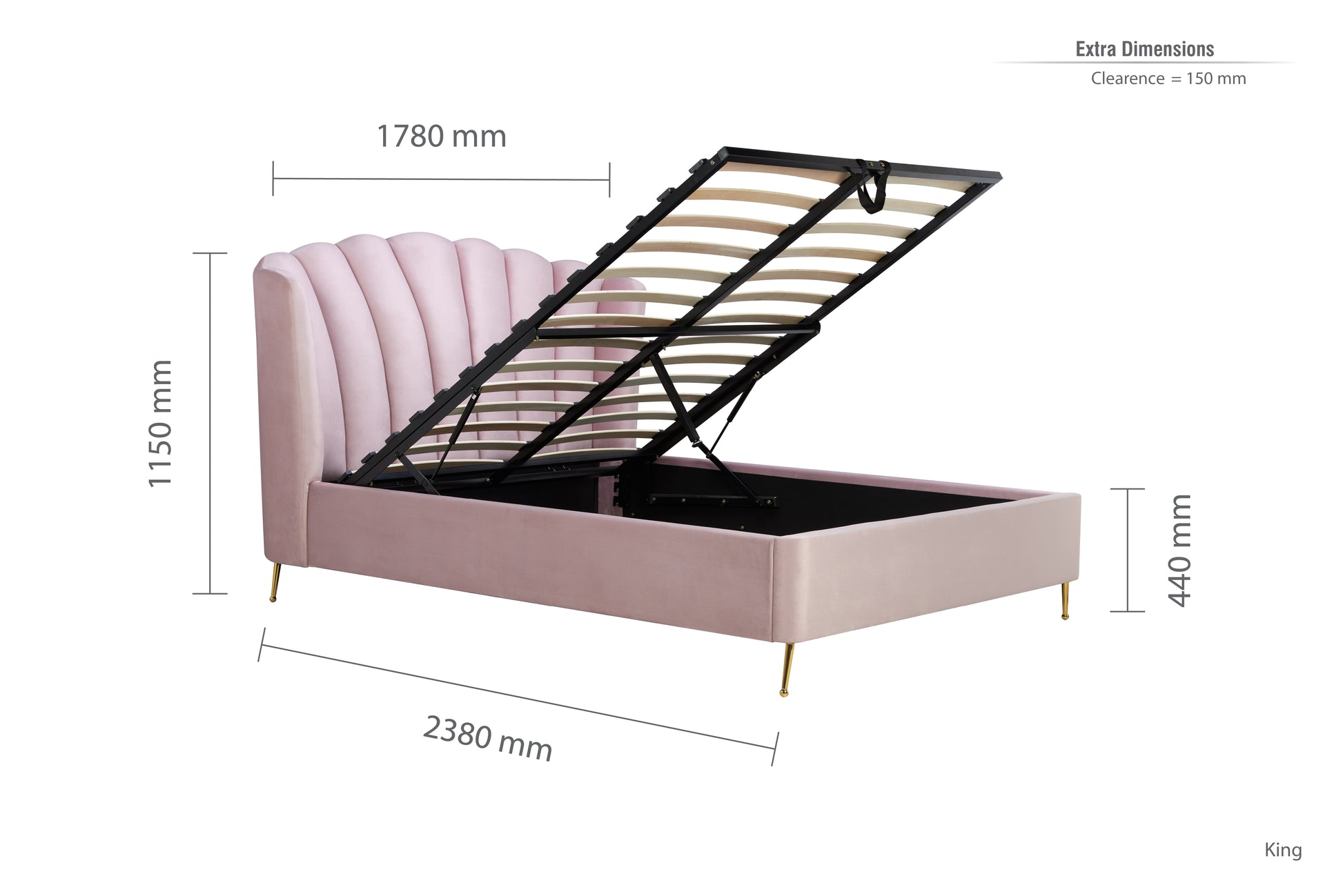 Lottie King Ottoman Bed