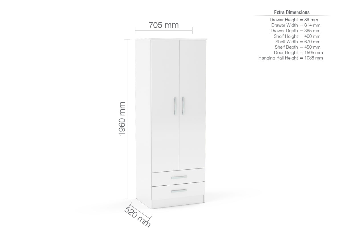 Lynx 2 Door Combi Wardrobe