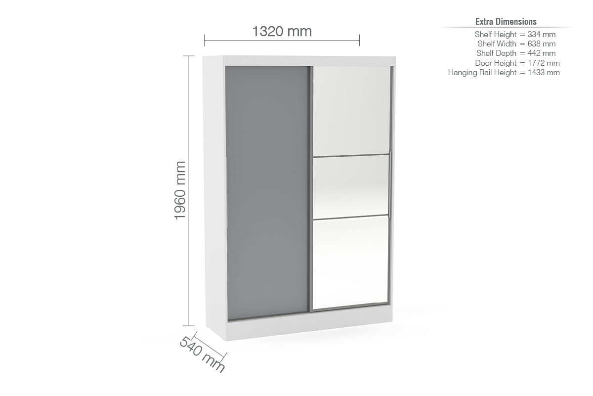 Lynx 2 Door Sliding Wardrobe With Mirror