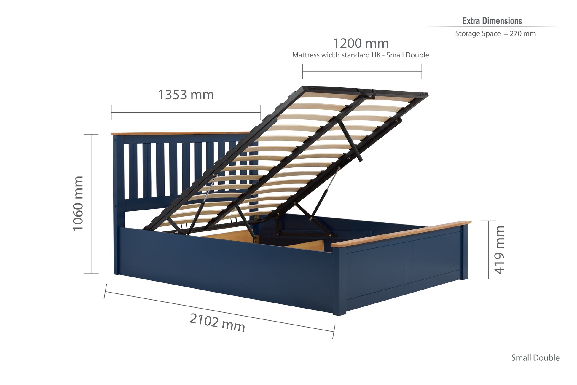 Phoenix Small Double Ottoman Bed