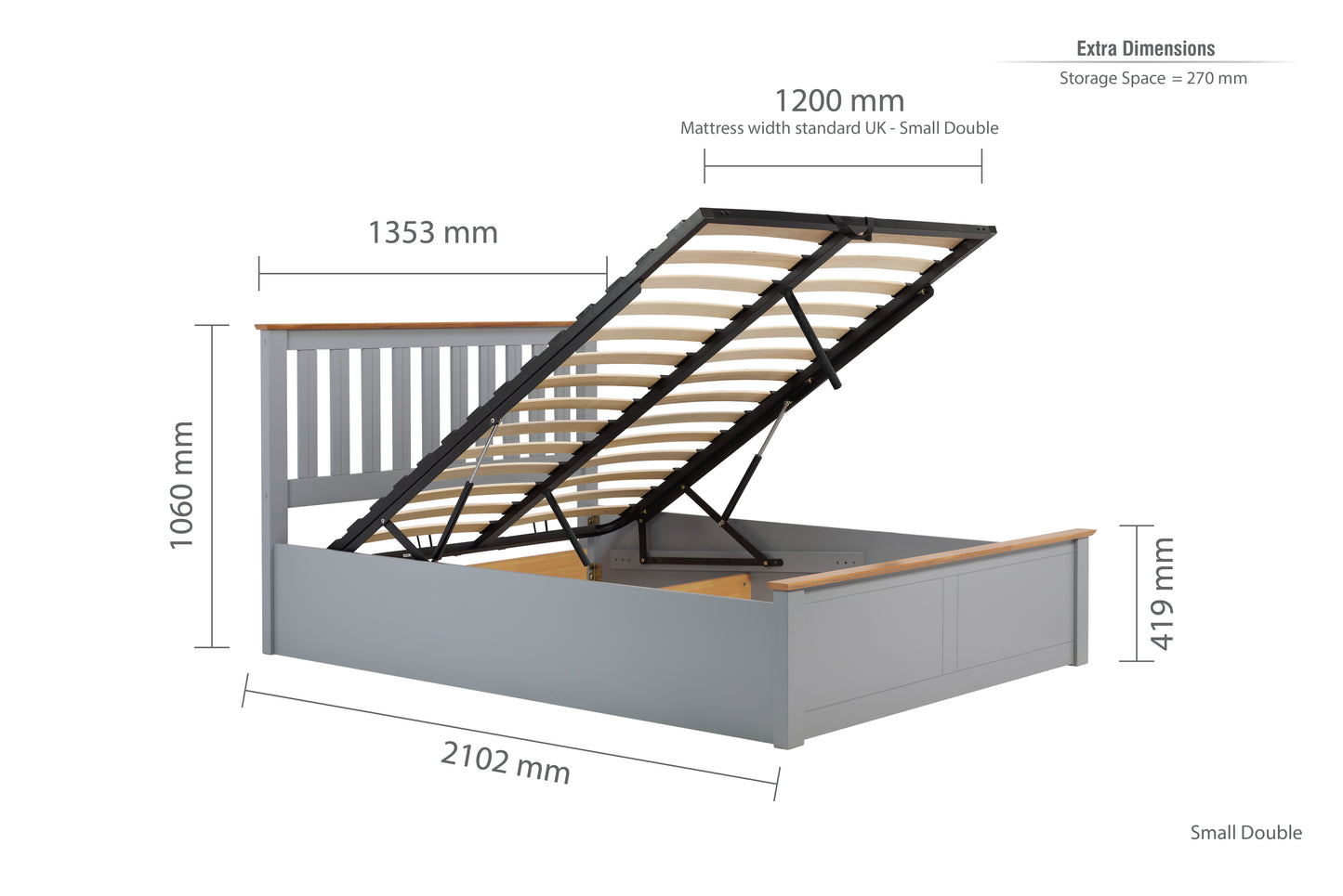 Phoenix Small Double Ottoman Bed