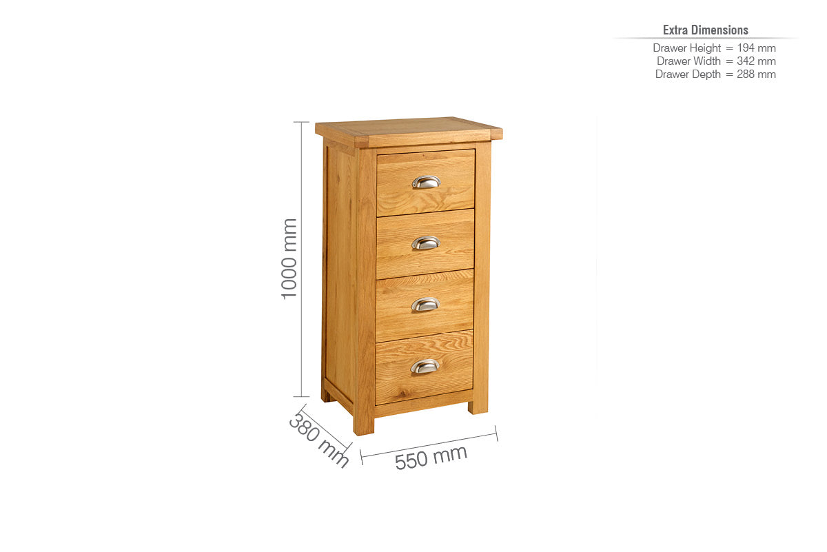 Woburn 4 Drawer Narrow Chest