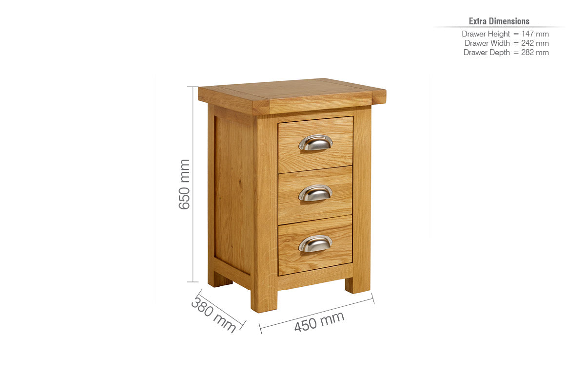 Woburn Large 3 Drawer Bedside