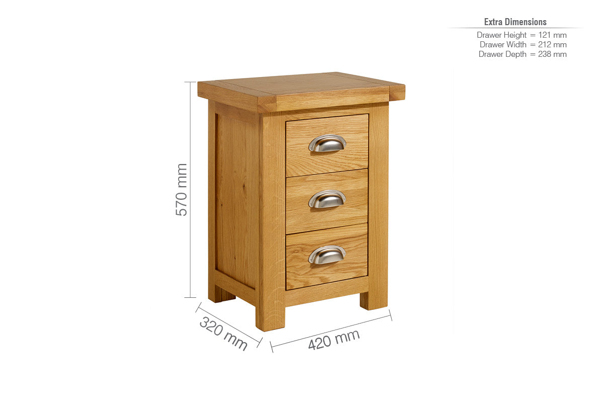 Woburn Small 3 Drawer Bedside