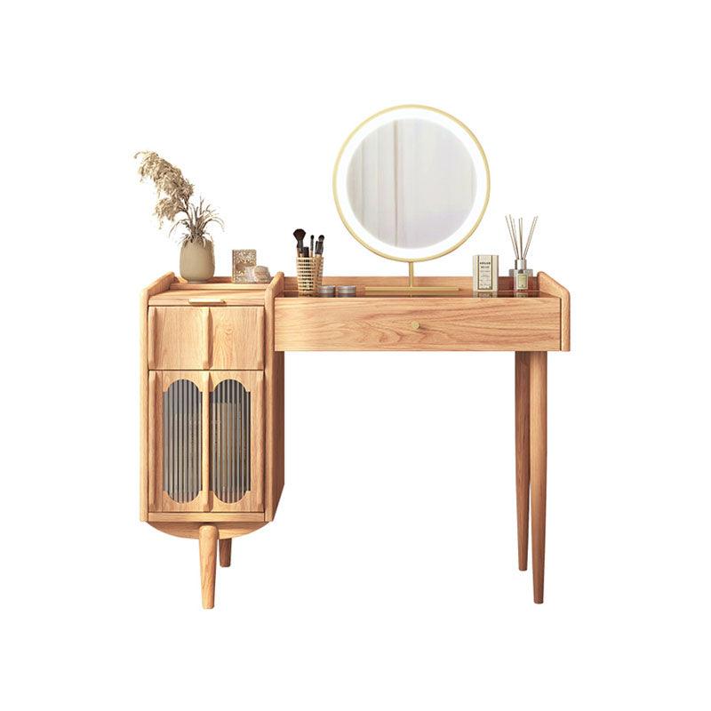 Ebony Dressing Table With Mirror, Wood - Weilai Concept