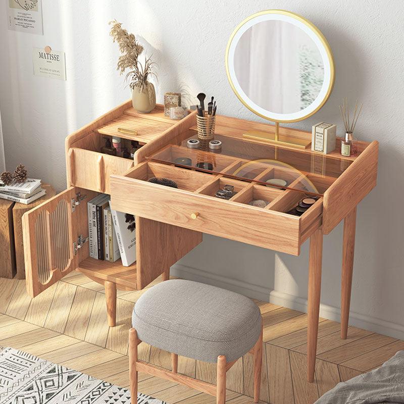 Ebony Dressing Table With Mirror, Wood - Weilai Concept