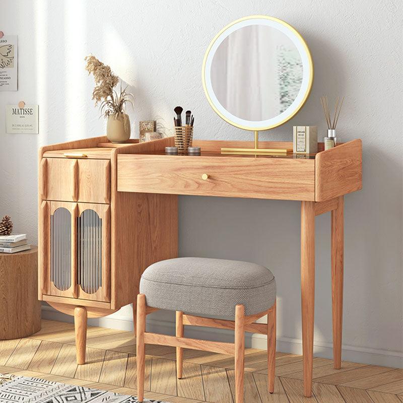 Ebony Dressing Table With Mirror, Wood - Weilai Concept