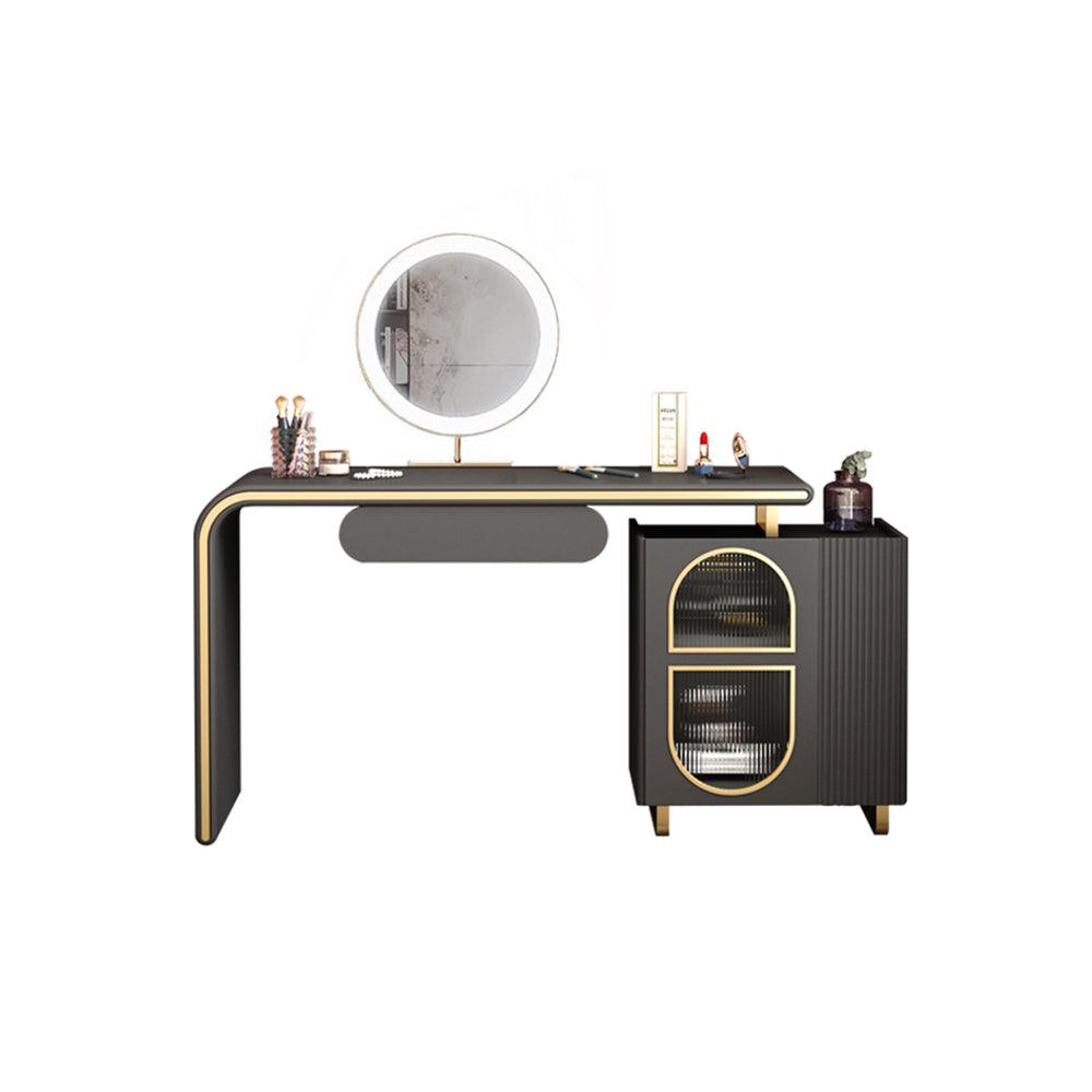 Swan Dressing Table with Mirror, Black- | Get A Free Side Table Today