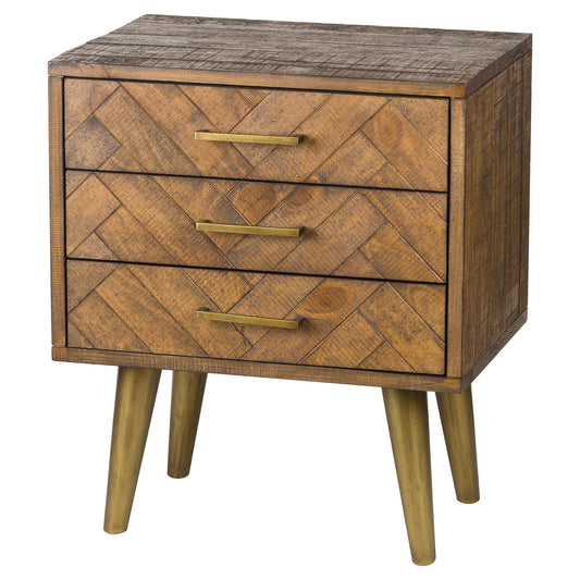 Havana Gold 3 Drawer Bedside Table