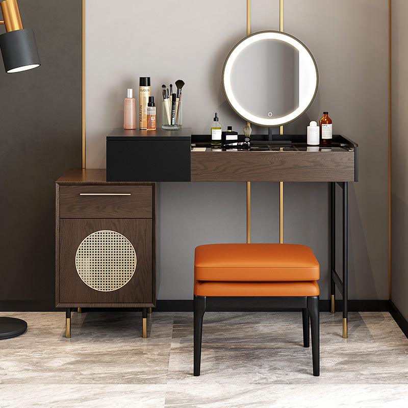 Eva Dressing Table With LED Mirror, Rosewood- | Get A Free Side Table Today