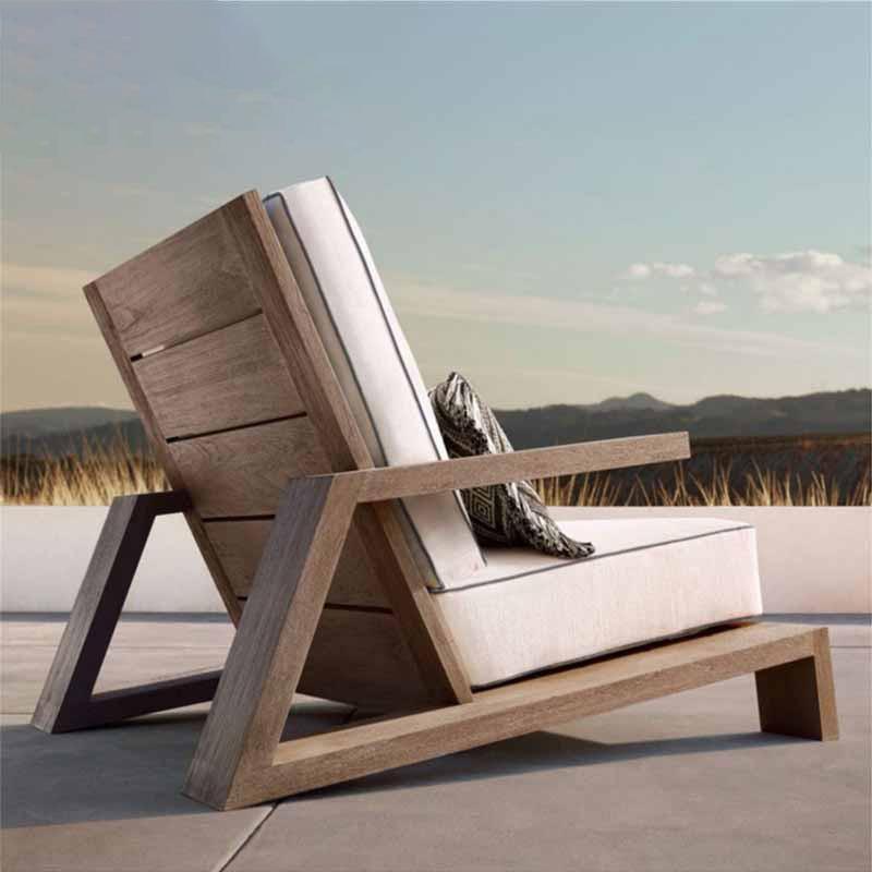 Chandler Oak Lounge Chair And Ottoman, Outdoor Chair- | Get A Free Side Table Today