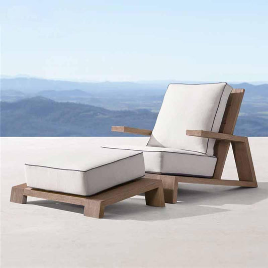 Chandler Oak Lounge Chair And Ottoman, Outdoor Chair- | Get A Free Side Table Today